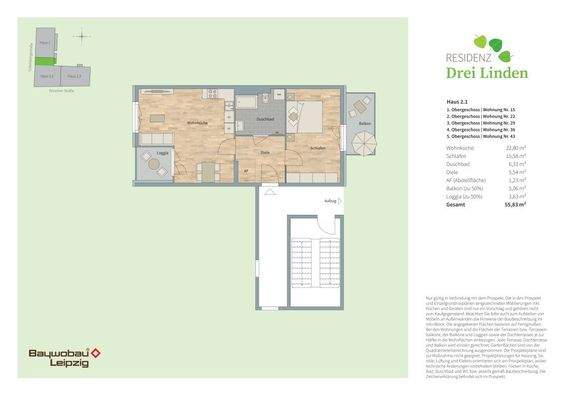Einzelgrundriss WE 15, 22, 29, 36, 43