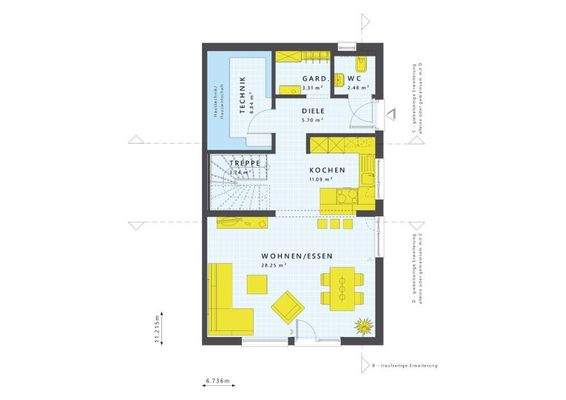 Grundriss EG Eingang giebelseitig