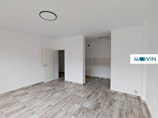 Ansicht II: Wohn- und Esszimmer mit offenem Küchenbereich (Beispiel)