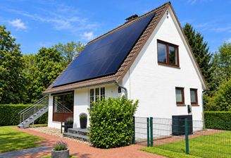Hausansicht mit WPu. Wallbox