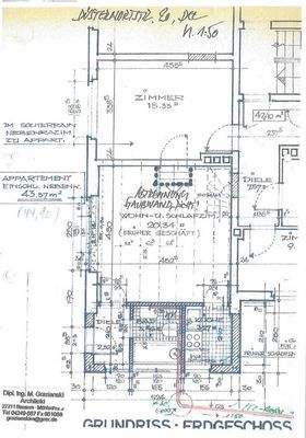 Grundriss Appartment EG, nach dem Umbau