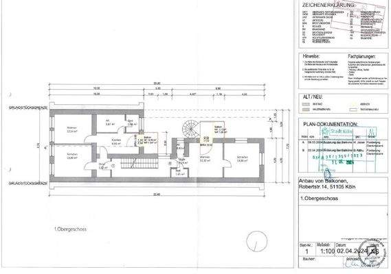 Grundriss 1 bis 3 Obergeschoss mit Balkonvisualisierung