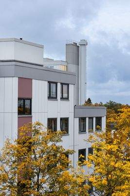 Sicht zum Blockheizkraftwerk