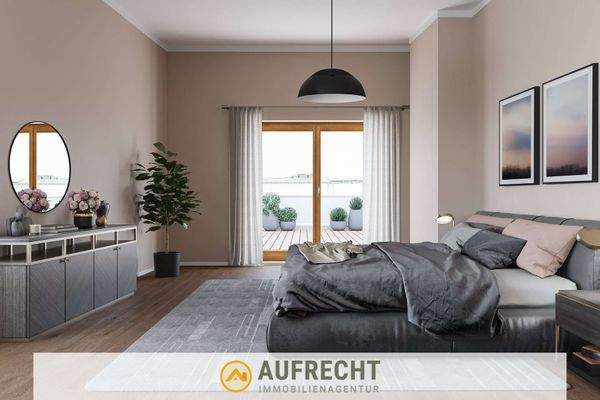 Visualisierung Schlafzimmer im Dachgeschoss 