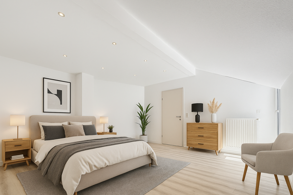 Mit KI erstelltes Bild vom Schlafzimmer