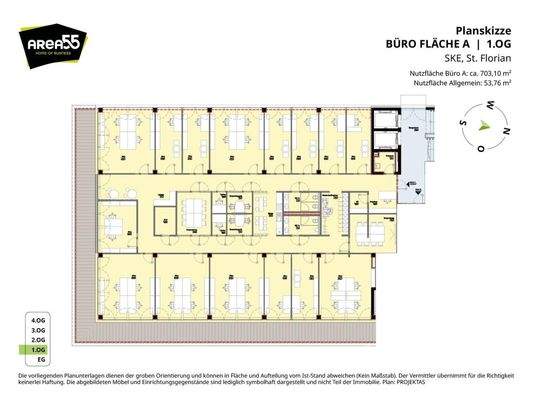 Planskizze Bürogebäude 1.OG - Teil A