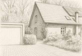 Südseite mit Garage/Stellplatz