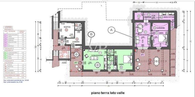 Planimetria piano terra lato valle
