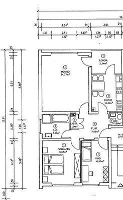 Grundriss Wohnung 1.