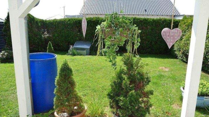 Blick von der Terrasse in den Garten