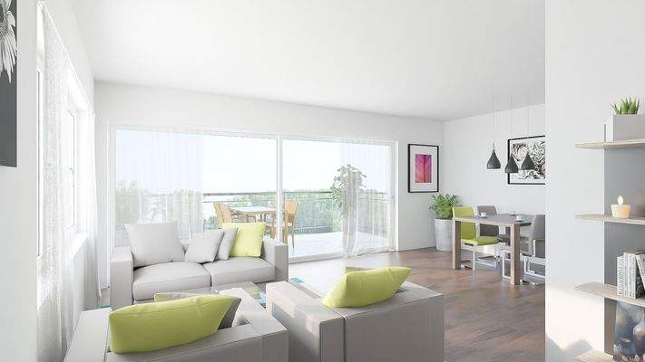 Wohnzimmer Ansicht Wohnzimmer zum Balkon