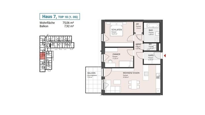 Haus 7, Top 18 (1. OG)