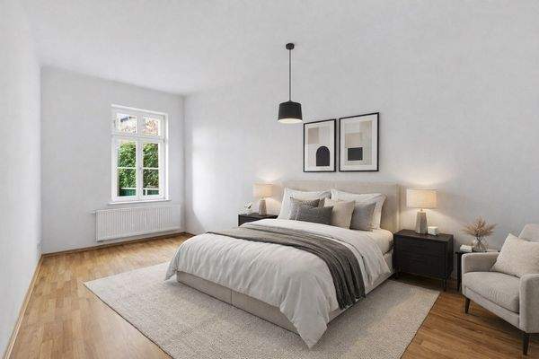 Schlafzimmer Virtual Staging – Möblierung digital ergänzt