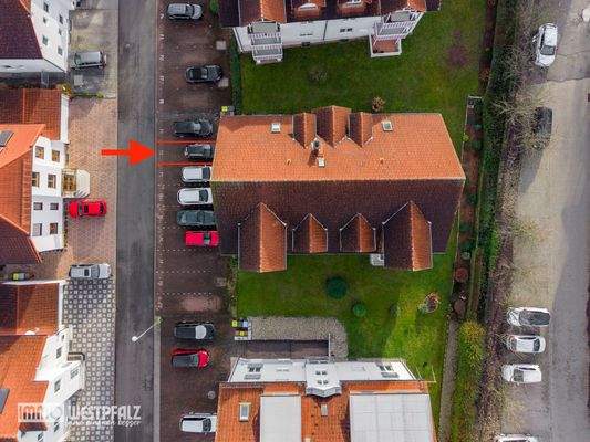 Luftaufnahme mit Stellplatz