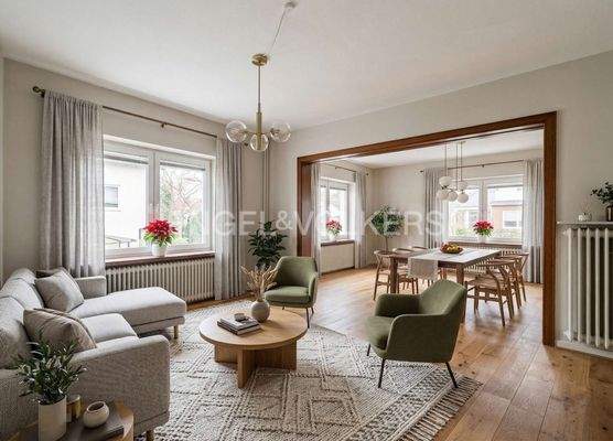 Einrichtungsbeispiel Wohn- und Essbereich (KI-Generiert)