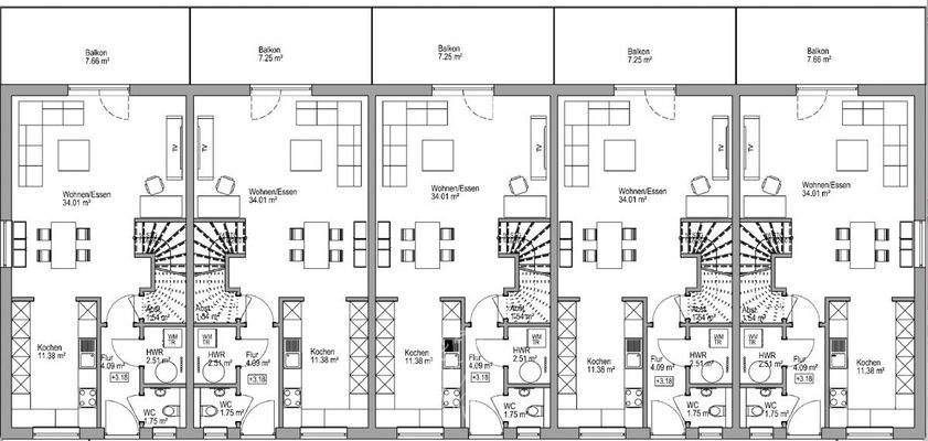 1OG - Grundriss - mit Quadratmeterzahlen