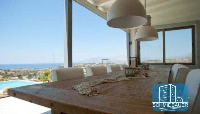 Kreta, Pitsidia: Makellose Villa mit herrlichem Meerblick und Infinity-Salzwasserpool