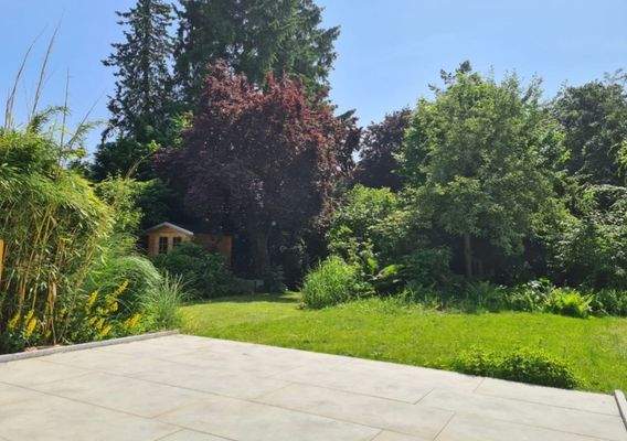 Sonniger Garten mit großer Terrasse 