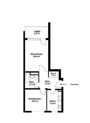 Grundriss Osterfelddamm 2-Zimmer-Wohnung Typ 3c (1