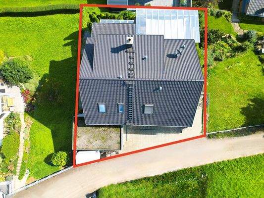 Luftbild mit eingezeichneten Grundstücksgrenzen