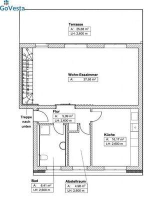 Grundriss Dachterrassen Wohnung L oben