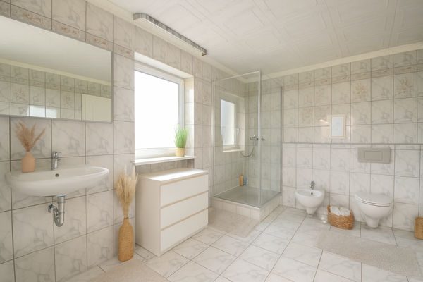 Helles Badezimmer mit modernen Akzenten