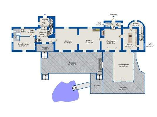 Grundriss-Skizze EG Hauptgeb.