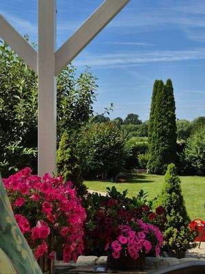 Blick Terrasse in den Garten
