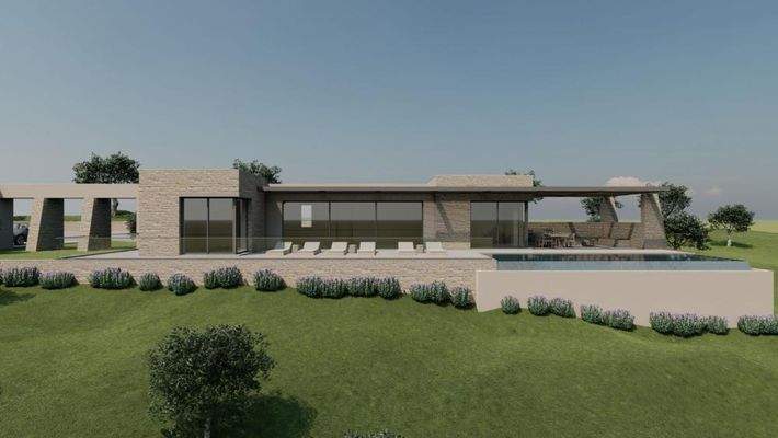 Kreta, Litsarda: Ruhiges Grundstück mit Baugenehmigung und atemberaubender Aussicht auf die Landschaft zu verkaufen