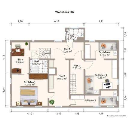 Grundriss Haus OG Beispiel möbliert