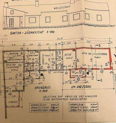 Plan von Haus und Terrasse 
