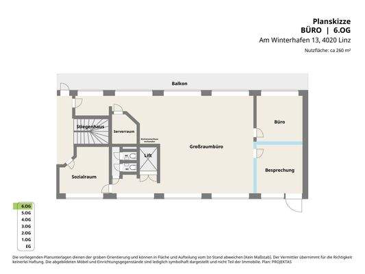 Planskizze, Am Winterhafen 13, 4020 Linz, 6. OG