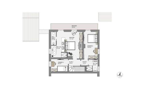 Obergeschoss Chalet I - nicht maßstabsgetreu