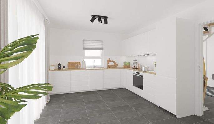 Die offene Wohnküche lädt zum gemeinsamen Kochen e