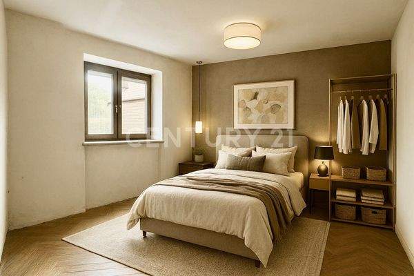 Visualisiertes Schlafzimmerkonzept mit moderner Möblierung