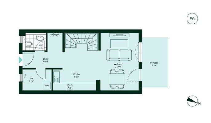 Geräumiges Erdgeschoss mit viel Stauraum