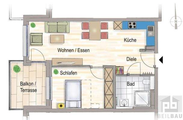 Grundrissplan W15 im 2. Obergeschoss