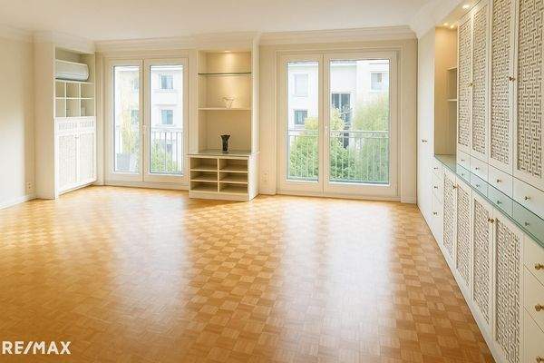 Wohnzimmer, Blick zur Loggia nach Süden