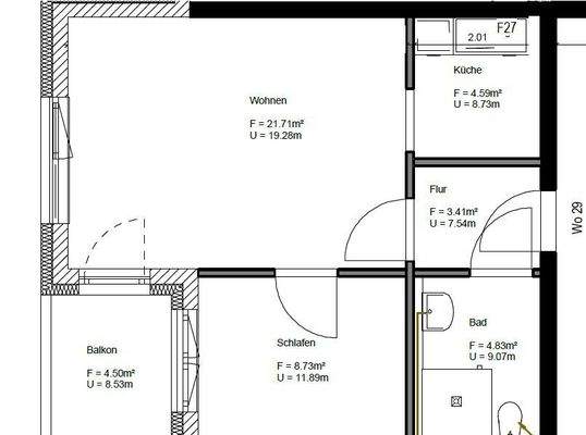 2-Zimmer-Grundriss Barrierefrei
