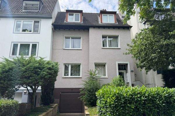 Ansicht Straße mit Garage