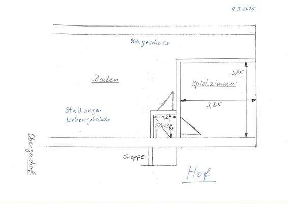 Ausbaufähige Fläche im Obergeschoss, des Nebengebäudes (Garage...)