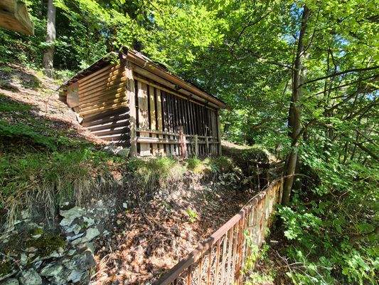 Holzhütte auf dem Grundstück