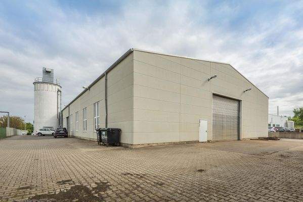 Hinteransicht mit Rolltor