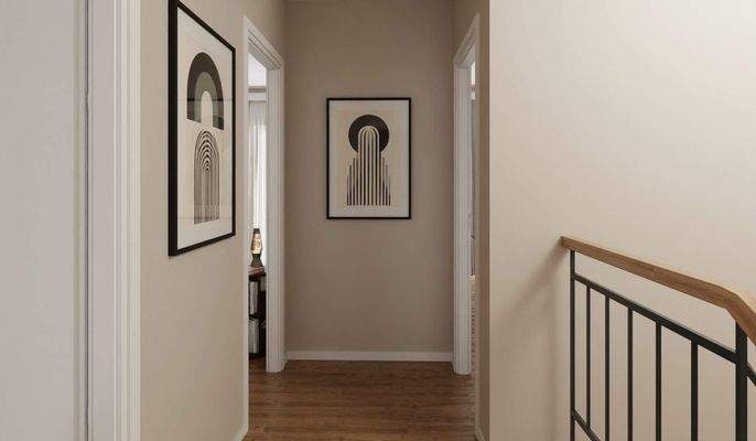 Ein eleganter Flur verbindet die Zimmer