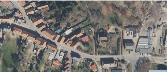 Luftbild 1:500, Lage des Grundstückes (rot)