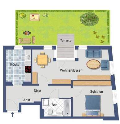 Grundrissvariante 2-Raum