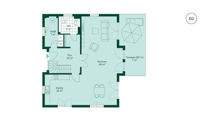 Erdgeschossgrundriss vom Einfamilienhaus