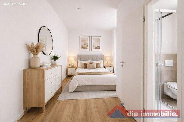 Schlafzimmer mit KI möbliert