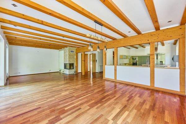 Wohnen mit Kamin und Küche