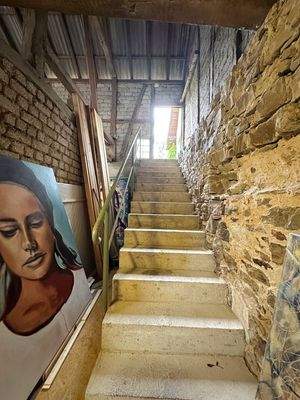 Treppe zum Atelier und Garten